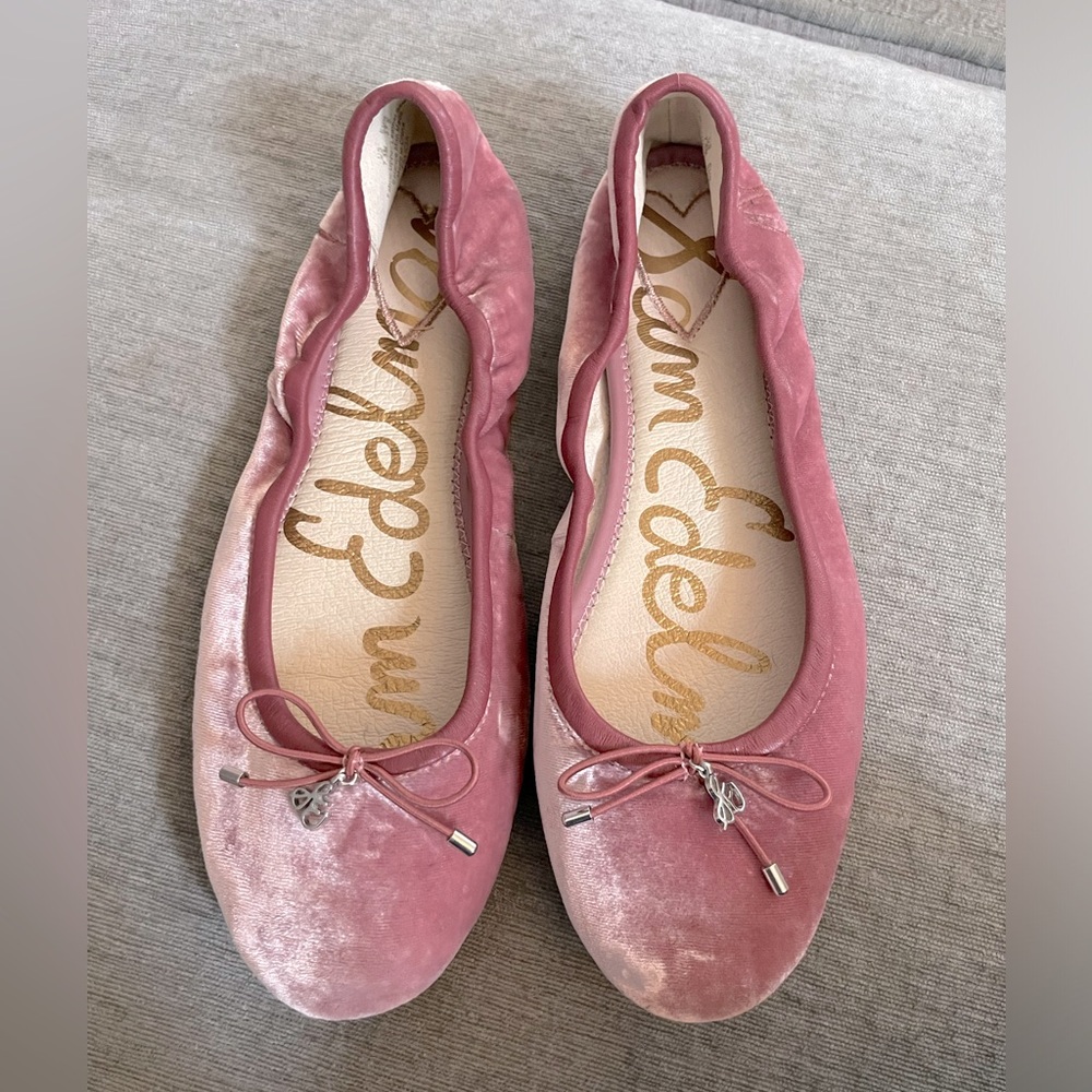 Sam Edelman pink velvet ballet flats 7.5